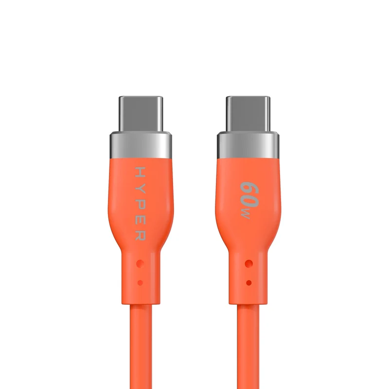 Cable de carga de silicona HyperJuice Flex USB-C - Naranja