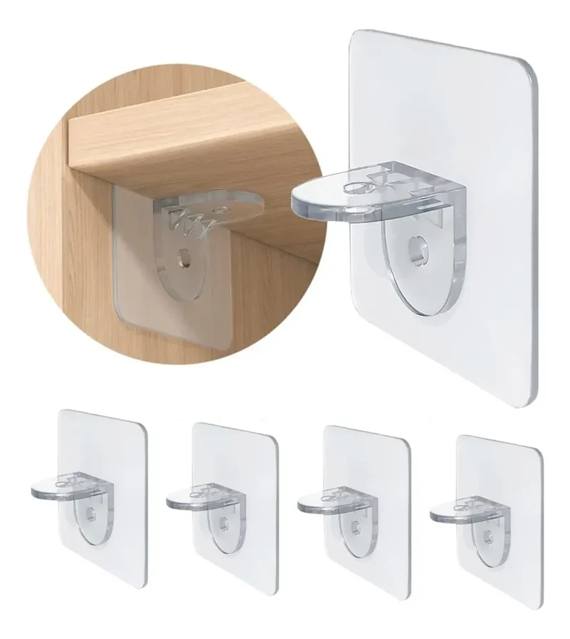 Soporte Plástico adhesivo para Estantes Set X4 Piezas