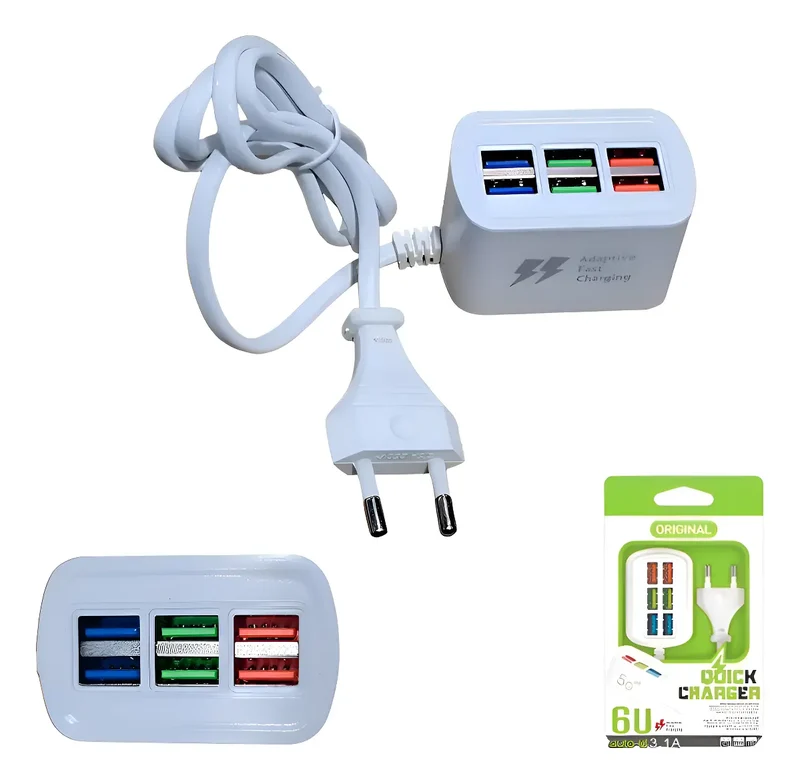 Zapatilla / Alargue 6 Puertos USB