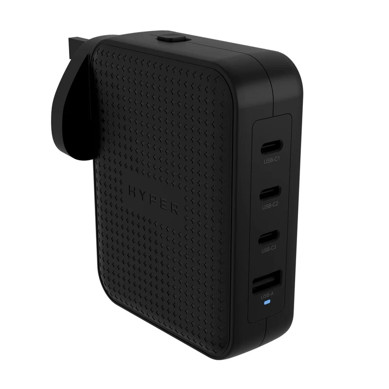Cargador de viaje HyperJuice® 145 W USB-C GaN con 4 puertos y seguridad probada - Negro