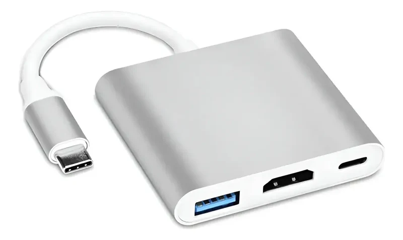 Adaptador / Conversor Tipo-C a HDMI + Puerto USB + Puerto Tipo-C