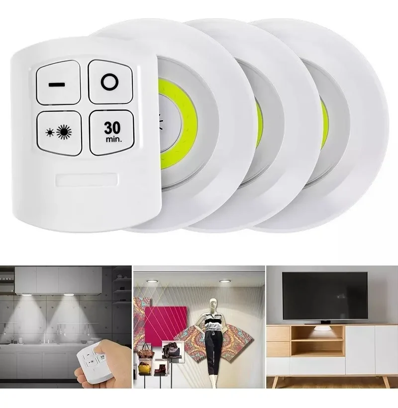 set de 3 Lámparas autoadhesivas con control Remoto