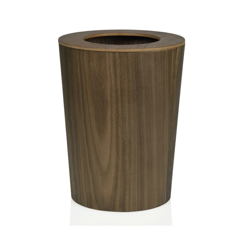 Papelera de oficina marrón de madera