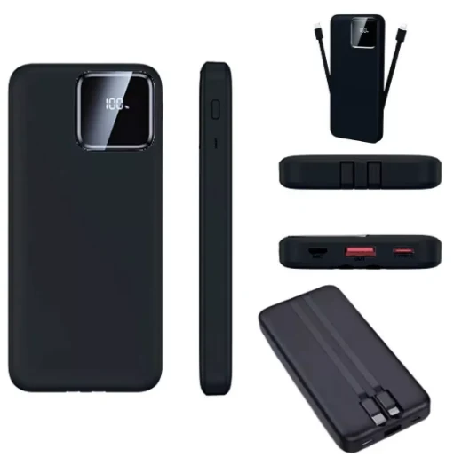 Cargador Power Bank, 10000MAH, Tipo C PD + Cable Lightning y Tipo - C, carga rapida