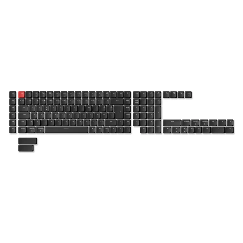 Juego completo de keycaps ABS LSA perfil bajo ISO con brillo a través - Negro