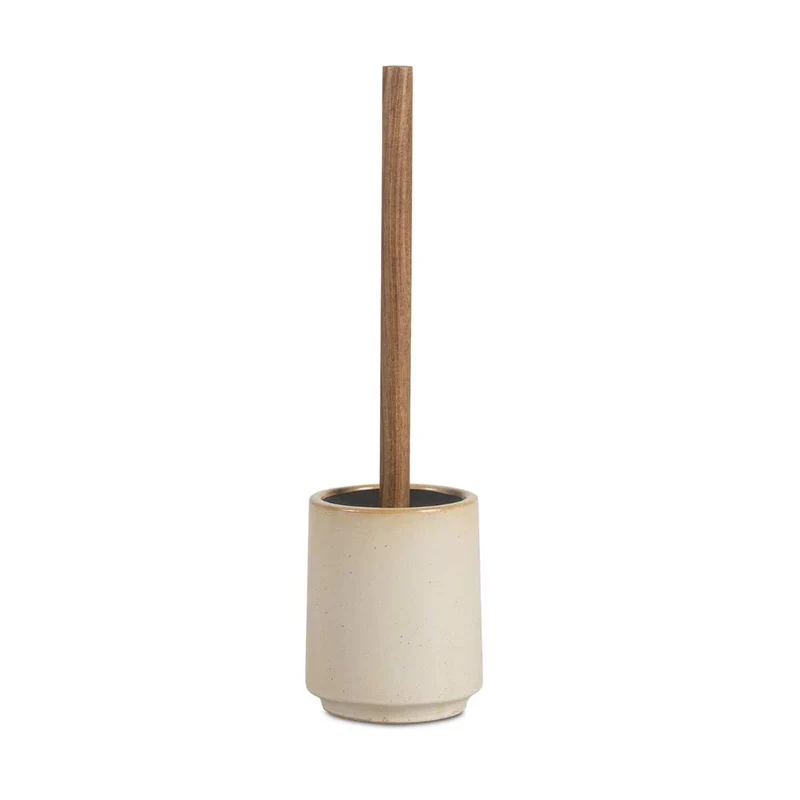 Escobilla de baño de cerámica y madera