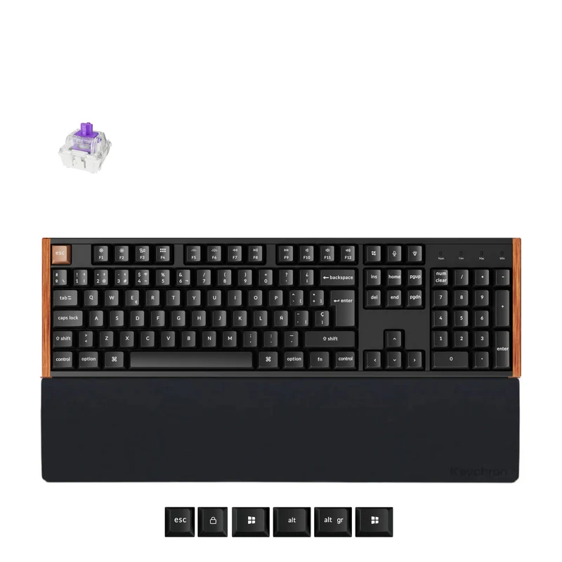 Combo: Teclado Personalizado Inalámbrico Keychron K10 HE Layout ISO + Reposamuñecas de Silicona