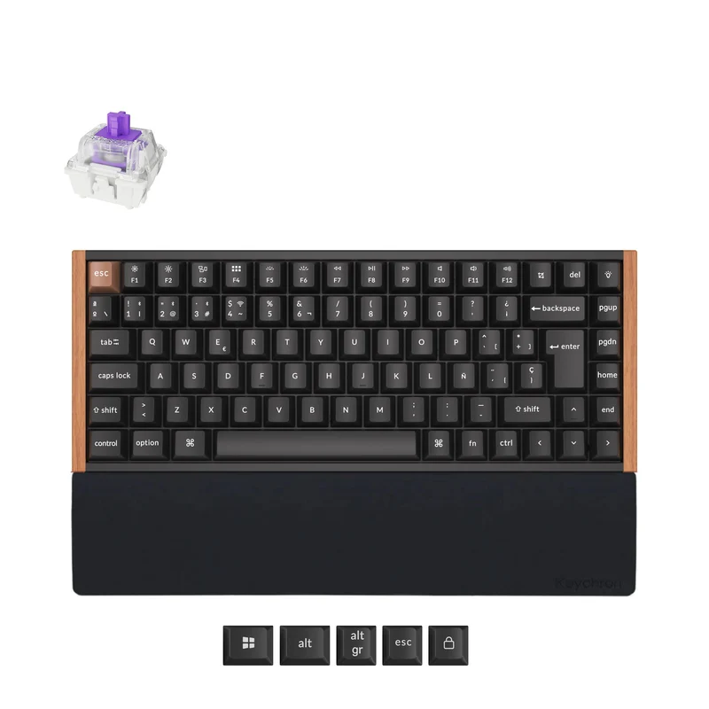 Combo: Teclado Personalizado Inalámbrico Keychron K2 HE Layout ISO + Reposamuñecas de Silicona