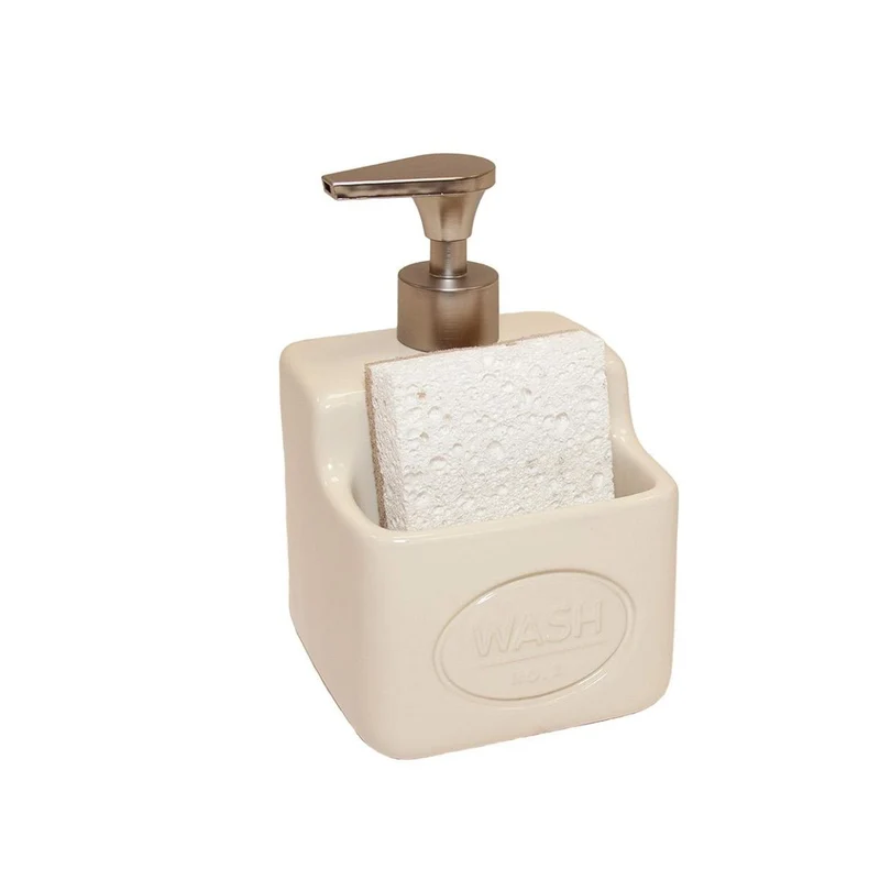 Dispensador de jabón cerámica Wash crema con soporte esponja