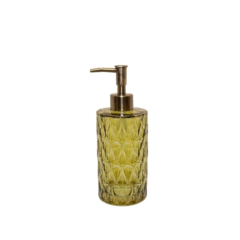Dispensador de jabón de vidrio verde Pear