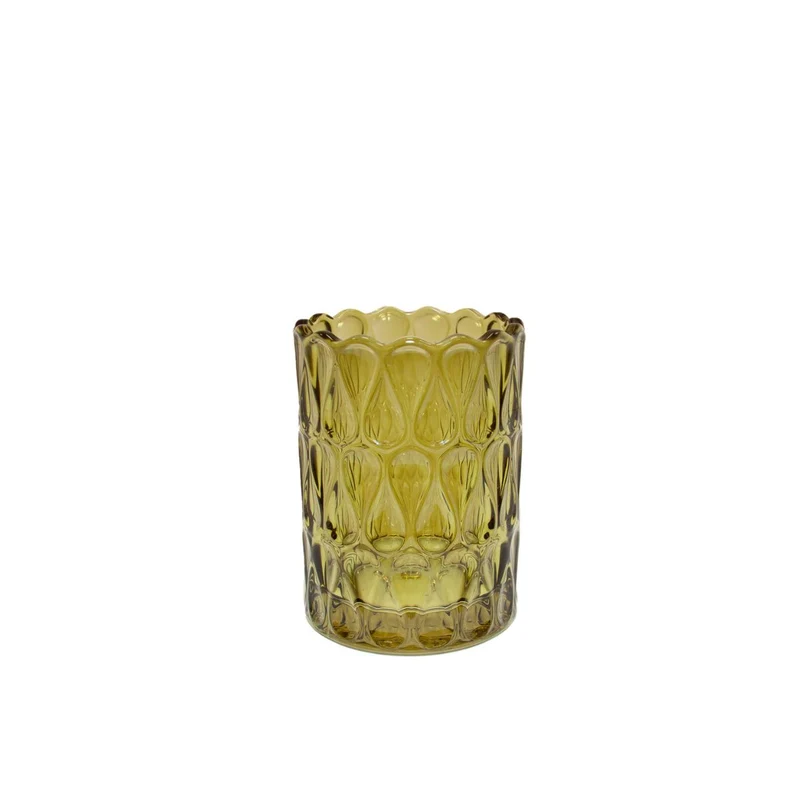Portacepillos de vidrio verde con relieve Pear