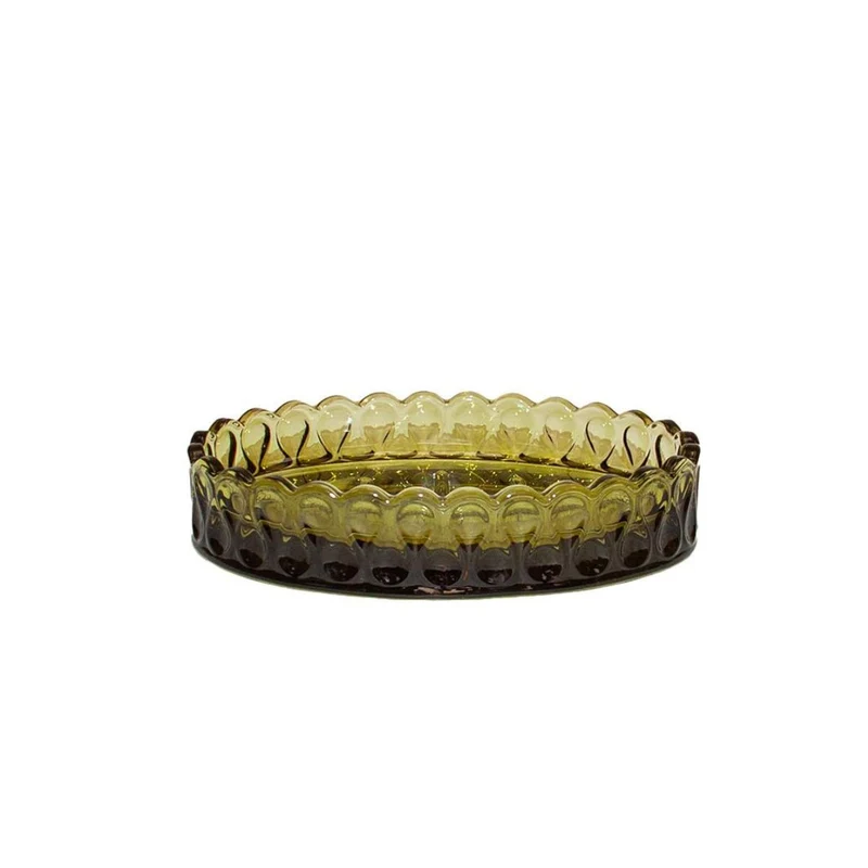 Jabonera de vidrio verde con relieve Pear