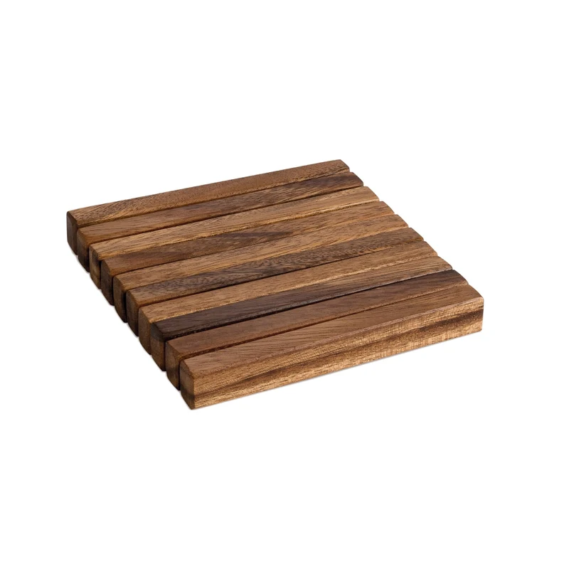 Salvamantel cuadrado de madera natural