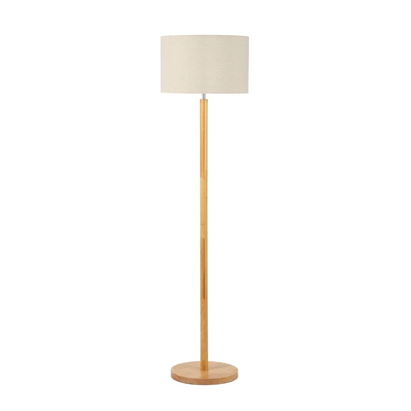 Lámpara de pie moderna de madera y lino
