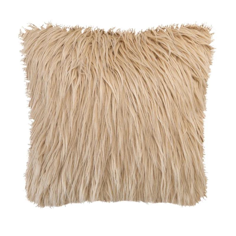 Cojín cuadrado de pelo beige 50x50