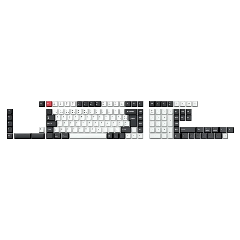 Conjunto completo de teclas ISO con perfil Cherry, PBT sublimado por tintura - Negro y blanco