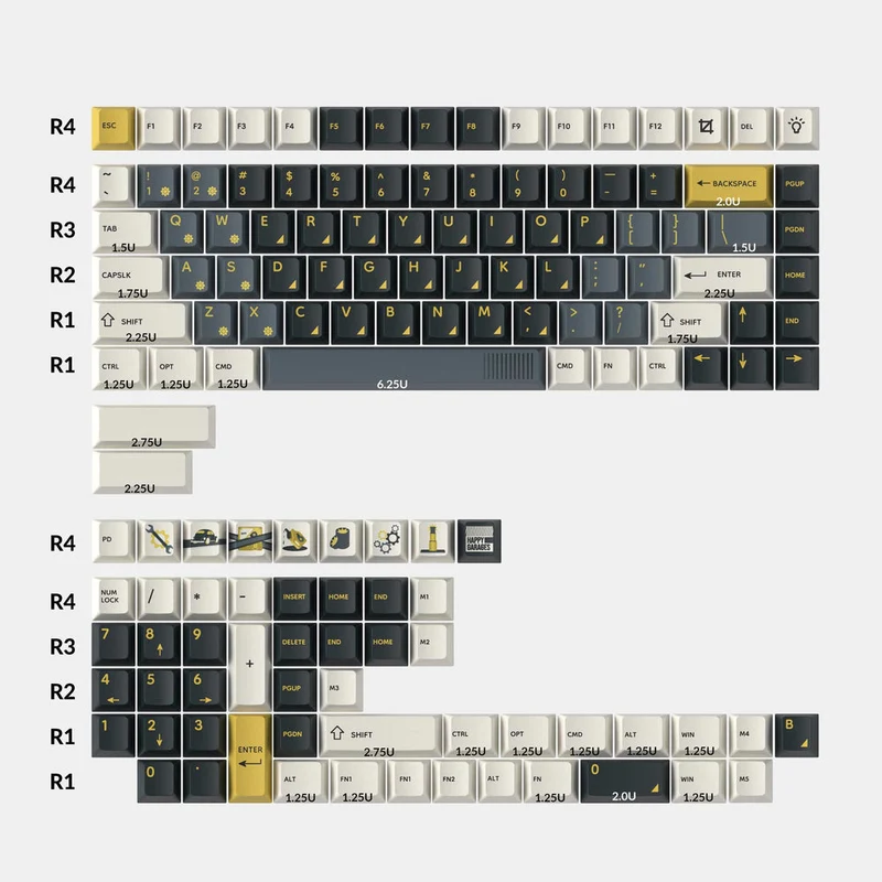 Retro Garage - Conjunto completo de teclas Cherry Profile Dye-Sub PBT