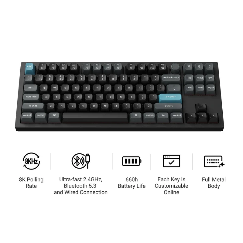 Teclado Mecánico Personalizado Inalámbrico Keychron Q3 Ultra 8K (Distribución ANSI de EE. UU.)
