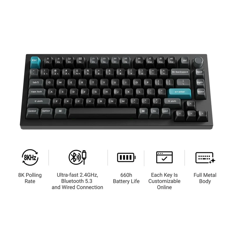 Teclado Mecánico Personalizado Inalámbrico Keychron Q1 Ultra 8K (Distribución ANSI de EE. UU.)