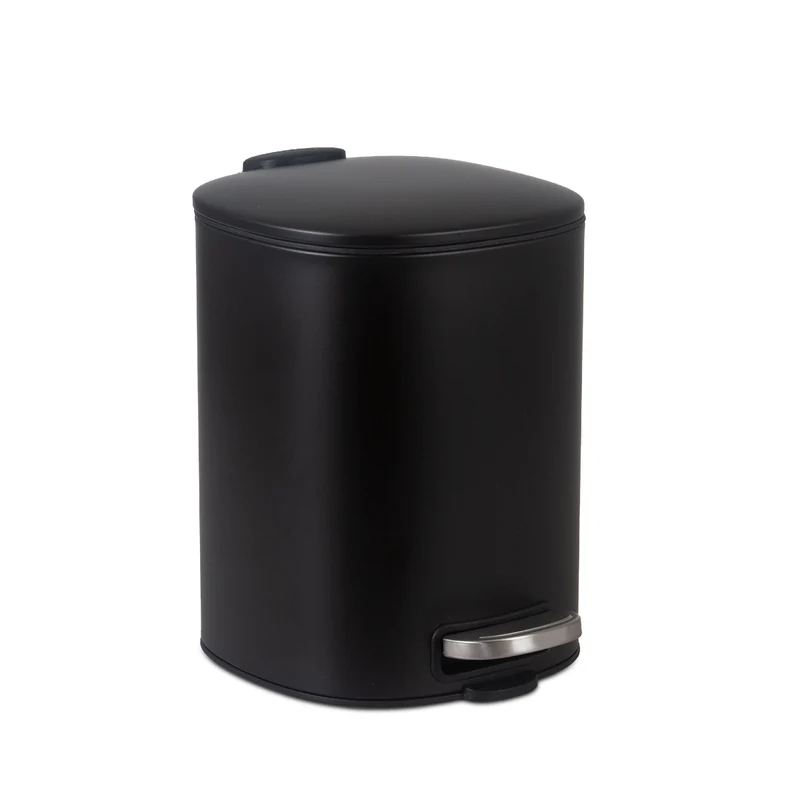 Papelera de pedal metal negro 5L