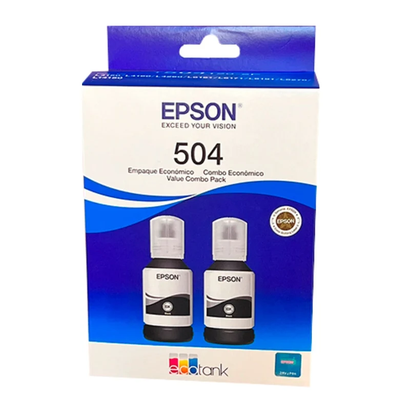Epson Set Botellas de Tinta Color Negro T504 T504120-2P, 2 Unidades