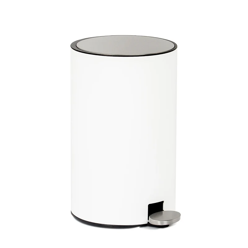 Cubo de basura de cocina blanco de metal
