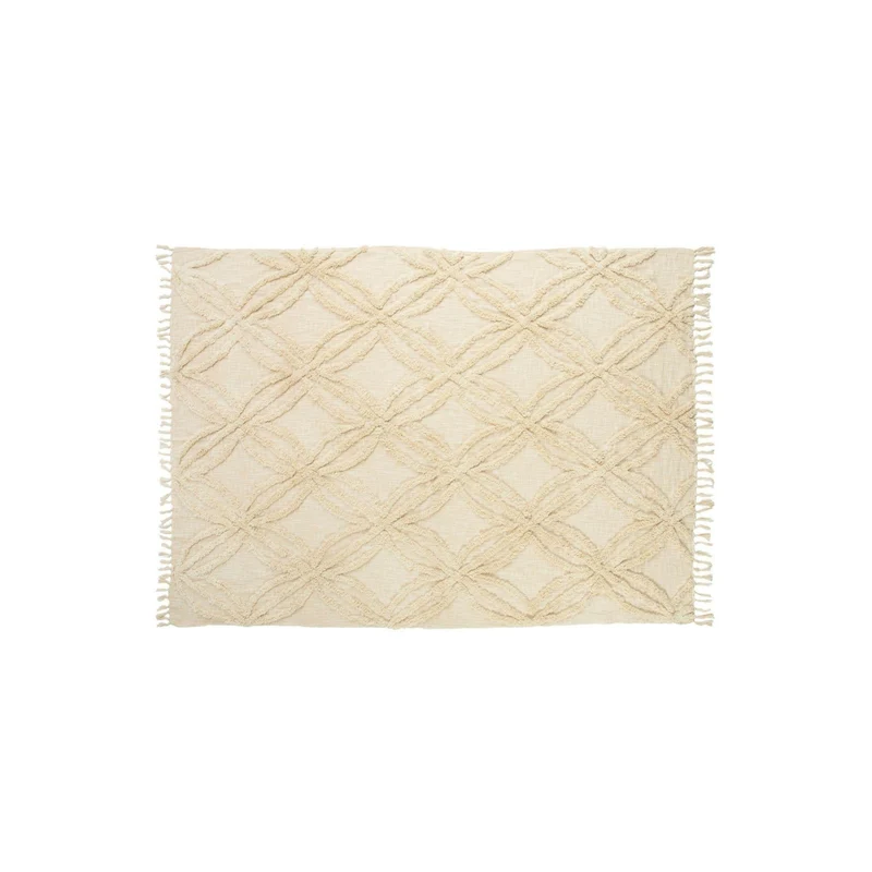 Manta beige para cama de algodón 130x170 cm