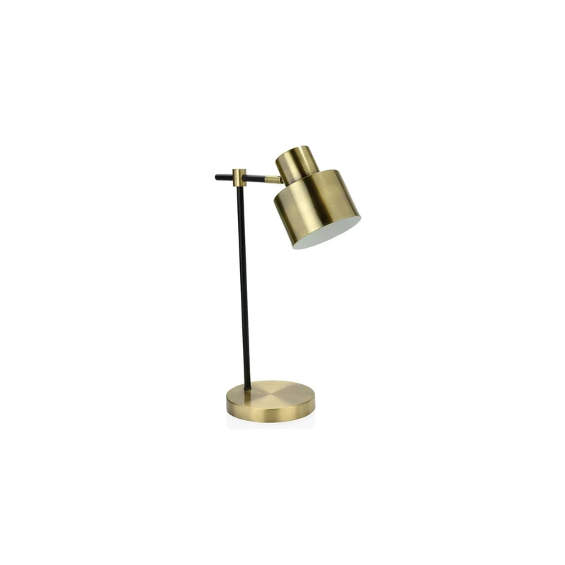 Lámpara de sobremesa industrial de metal dorada