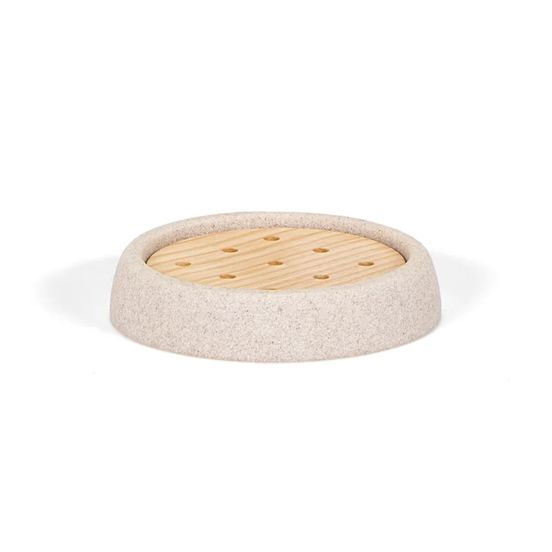 Jabonera de baño beige de arenisca