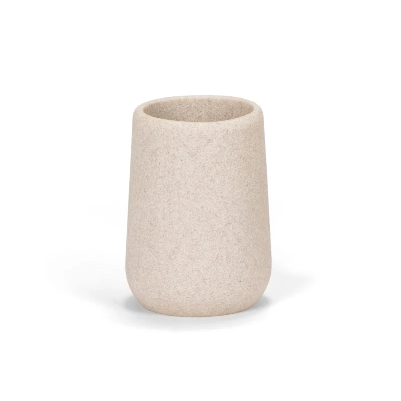 Portacepillos de baño beige de arenisca