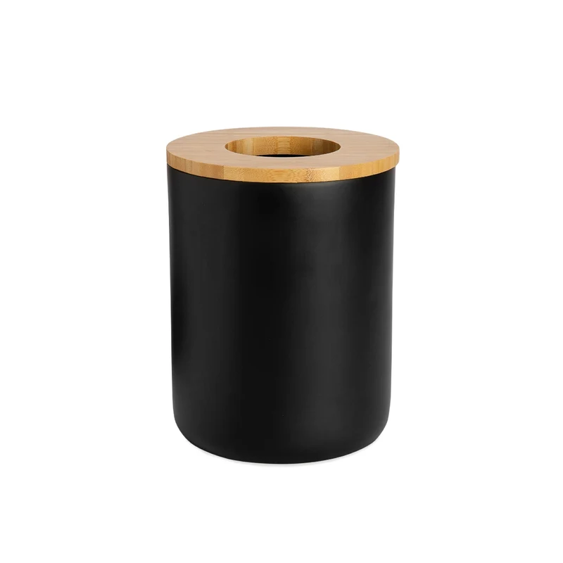 Papelera nórdica de baño negra de bambú