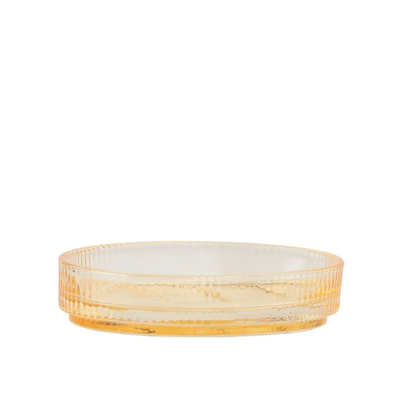 Jabonera de baño amarilla de cristal vintage