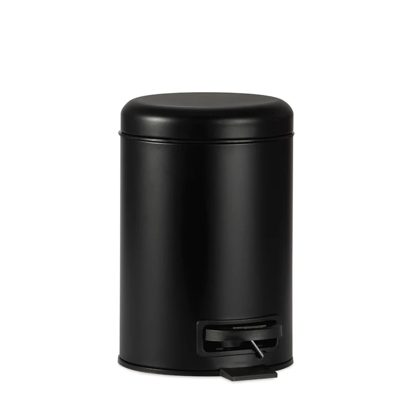 Papelera moderna de metal negro para baño