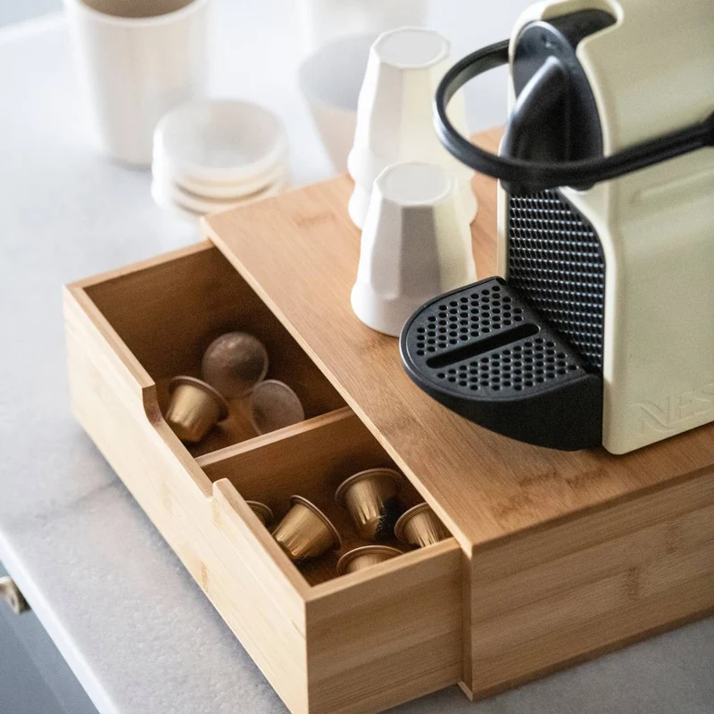 Caja para cápsulas de café de bambú