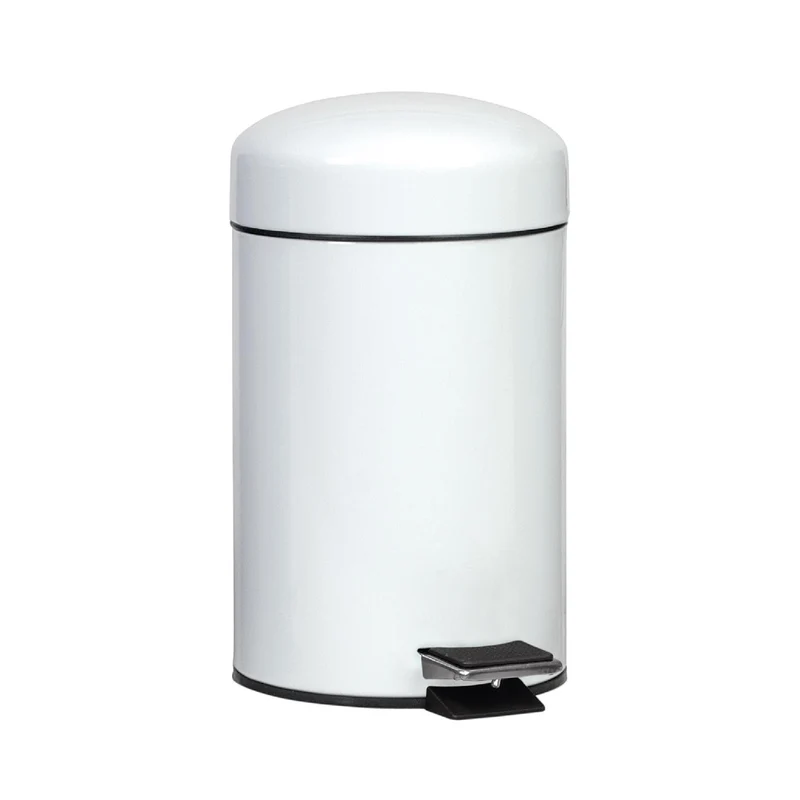 Papelera de baño blanca de metal