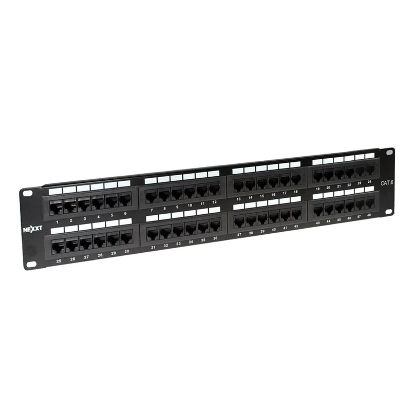 Nexxt Solutions Infrastructure Patch Panel para Montaje en Rack Tablero de Conexiones, Cat6, 48 Puertos, 19"