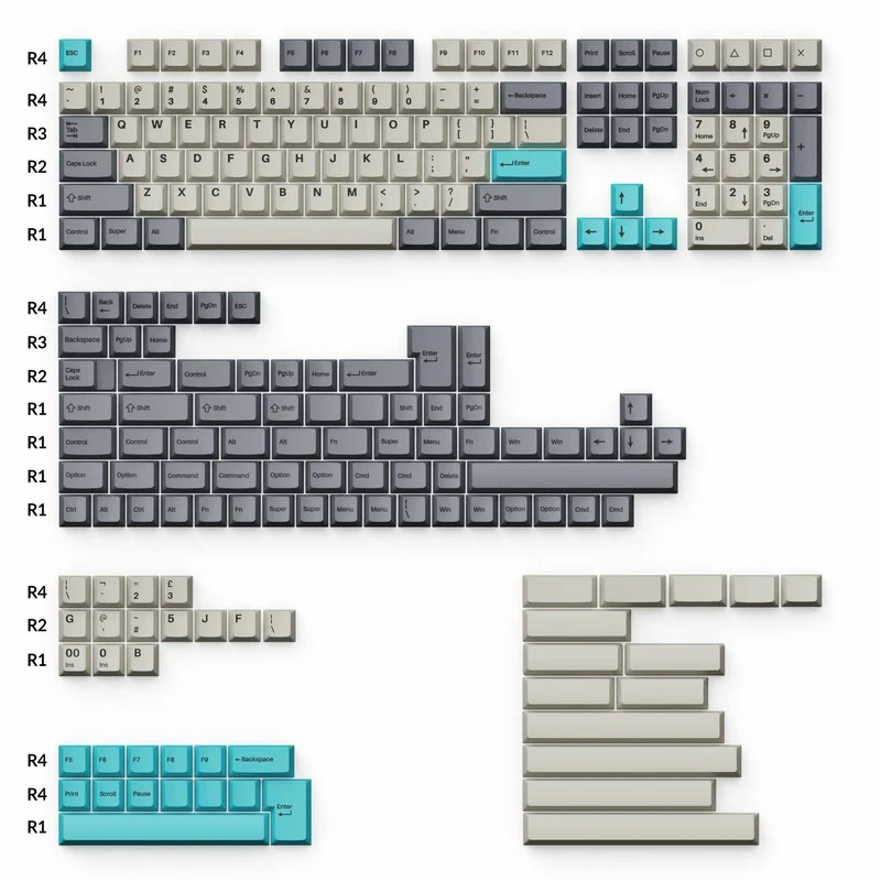 Juego completo de teclas Double-Shot PBT - Azul Dolch