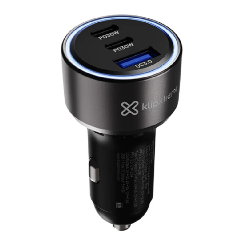 Klip Xtreme Cargador para Carro 3 Puertos 60 W, KCC-060
