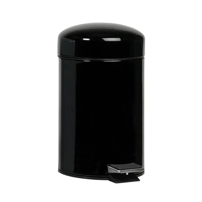 Papelera de baño de metal negra industrial