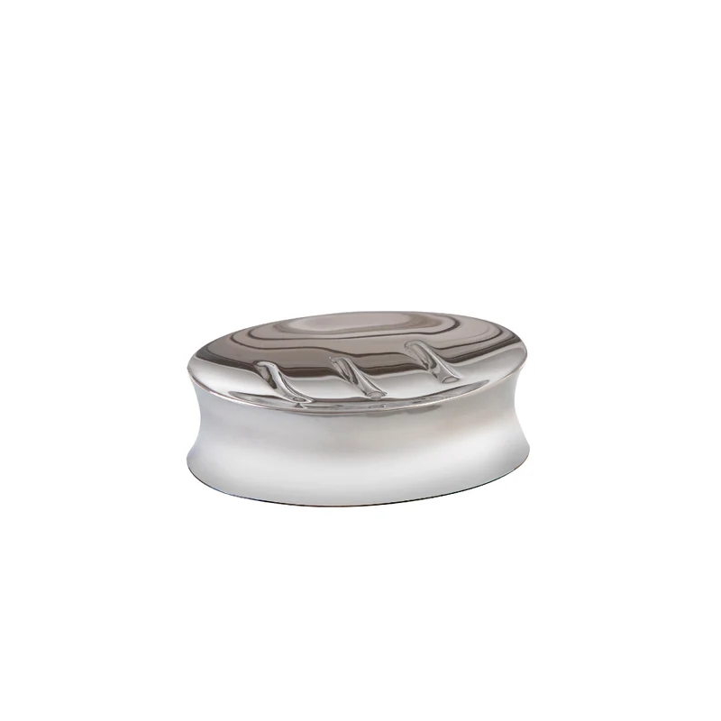 Jabonera de baño de acero inoxidable plateada