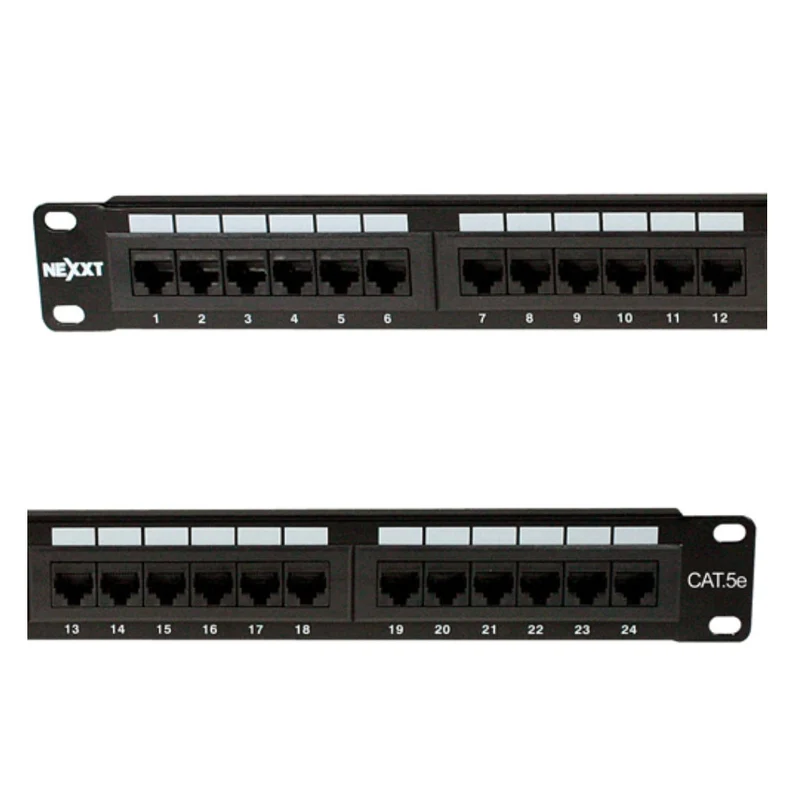 Nexxt Solutions Infrastructure Patch Panel para Montaje en Rack Tablero de Conexiones, Cat5e, 24 Puertos, 19"