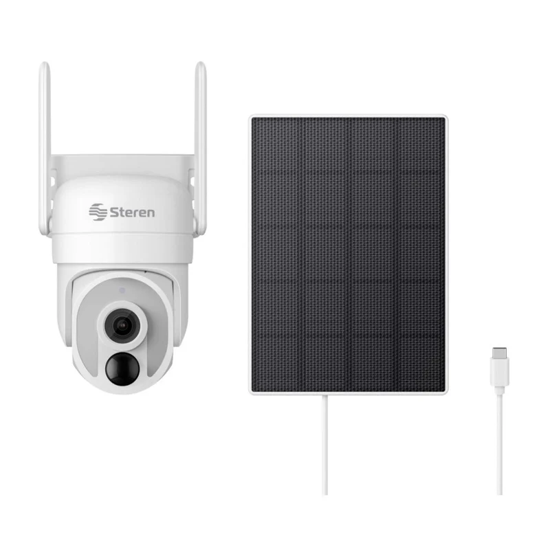 Steren Cámara de Seguridad Wi-Fi 4 MP con Panel Solar, CCTV-645