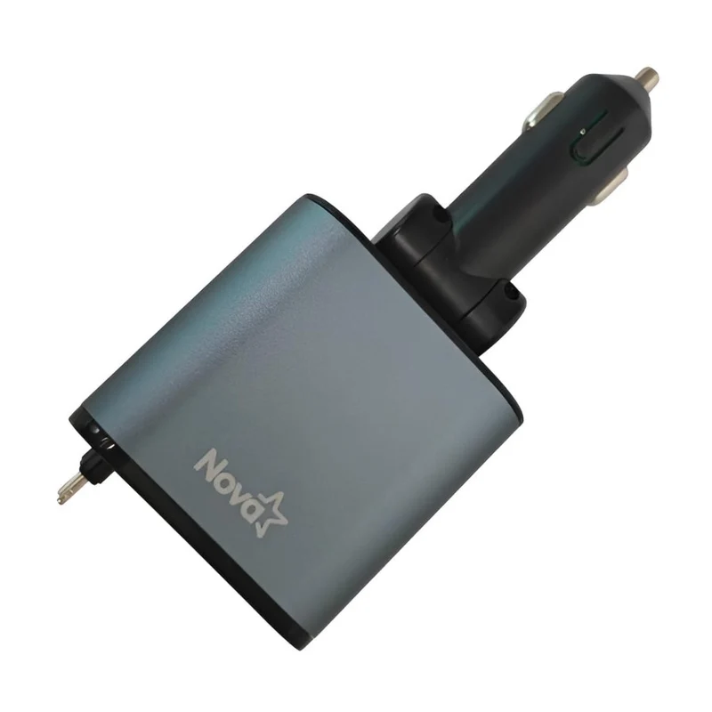 Nova Cargador para Carro Retráctil 120W con Pantalla USB-C/Lightning/USB-A, PA065EBC001C