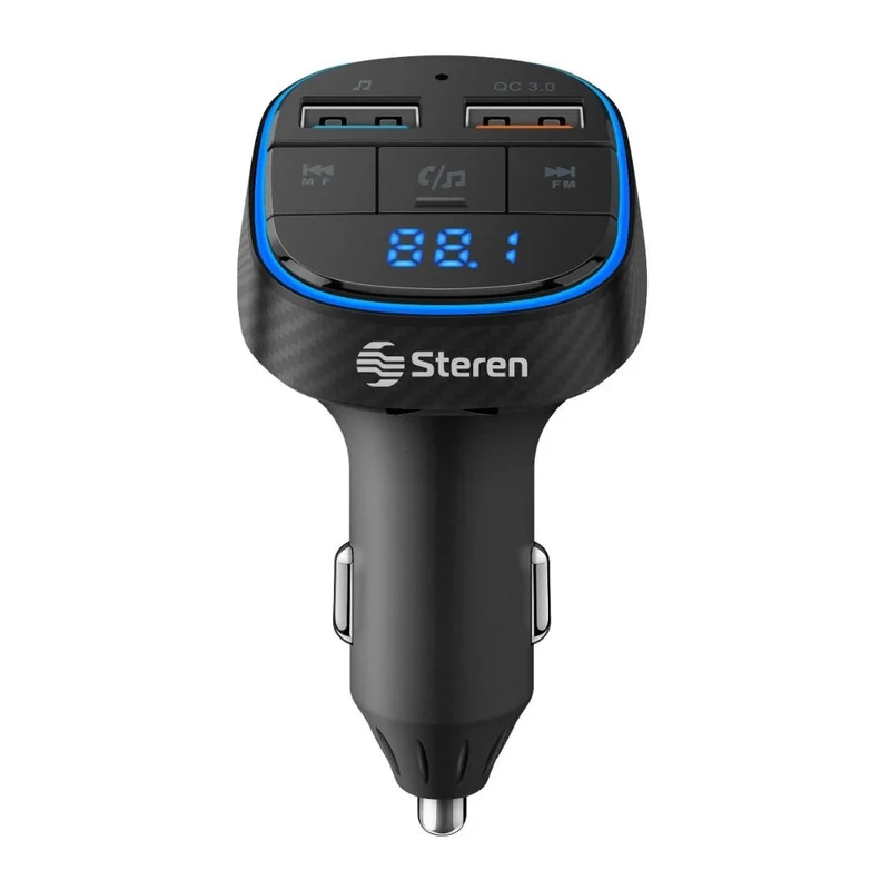 Steren Transmisor FM Bluetooth con Cargador Turbo para Carro, FMT-872