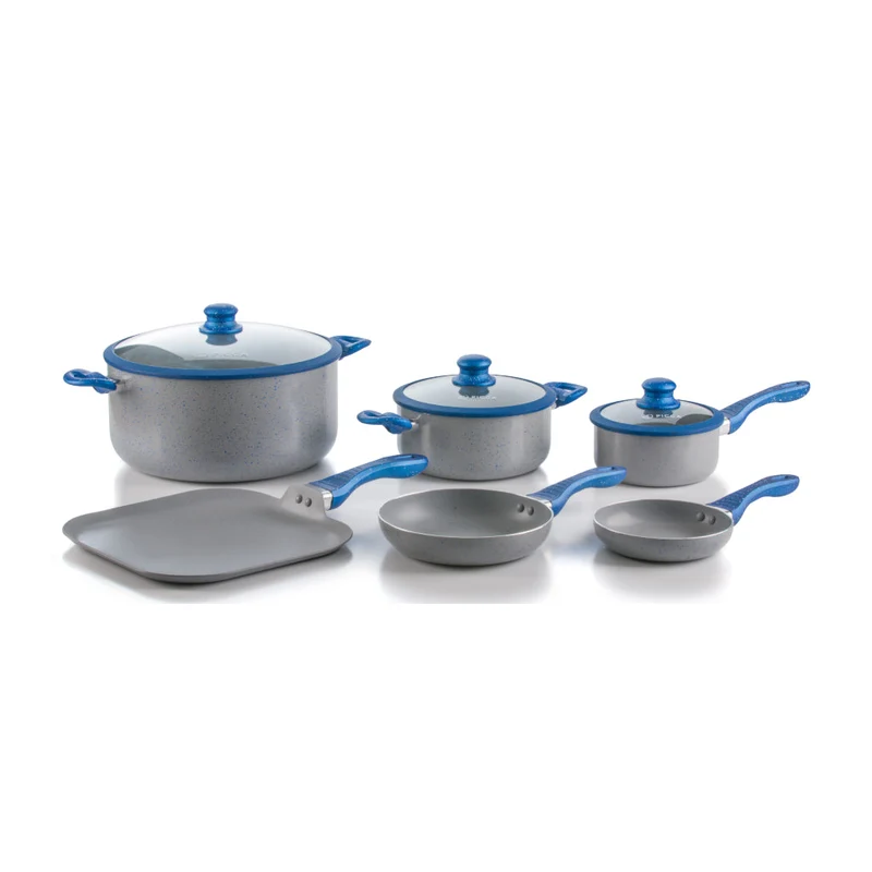 Picca Batería de Cocina Antiadherente de Mármol Stone, 9 piezas