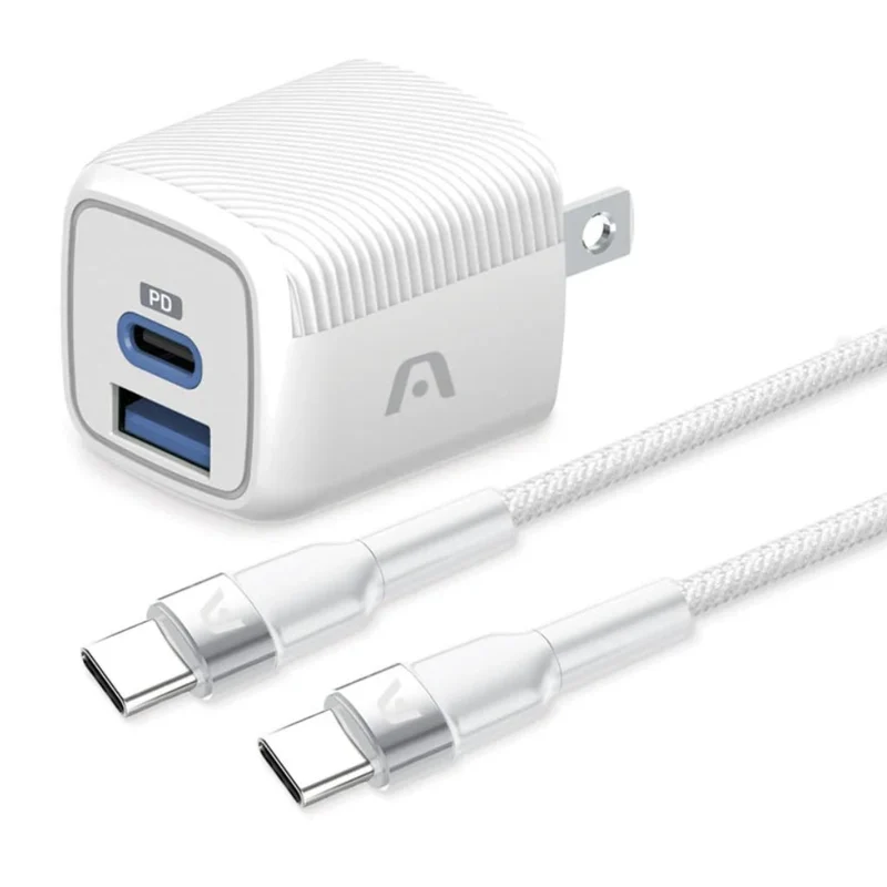 Argom Cargador de Pared Dual USB con Cable Volta P40, ARG-AC-0155WT