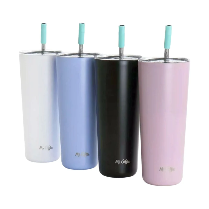 Gibson Set de Vasos Térmicos de Acero Inoxidable 23 Oz con Pajilla, 4 Piezas