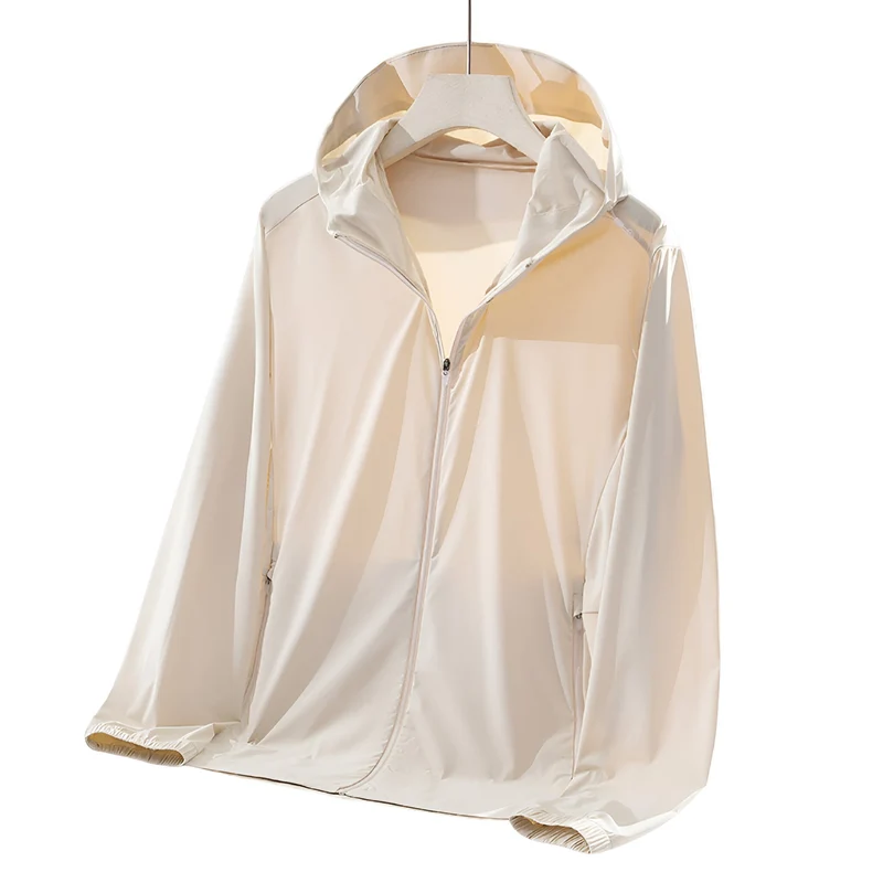 Miomu Jacket Unisex Rompevientos con Gorro, Color Beige