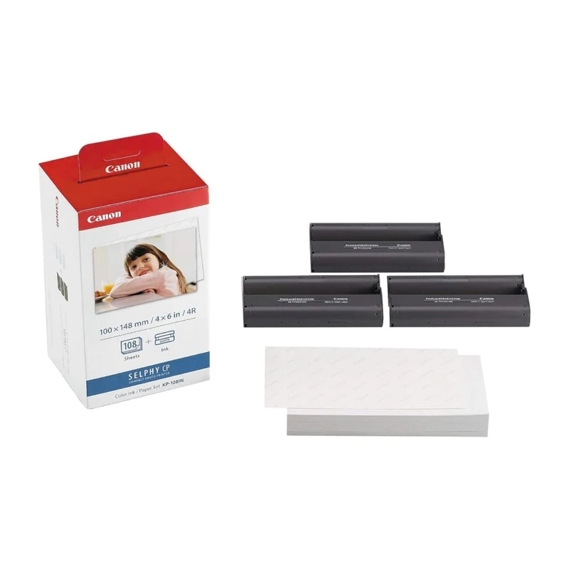 Canon Kit Papel Fotográfico y Cartuchos de Tinta KP-108IP, 3115B001AA
