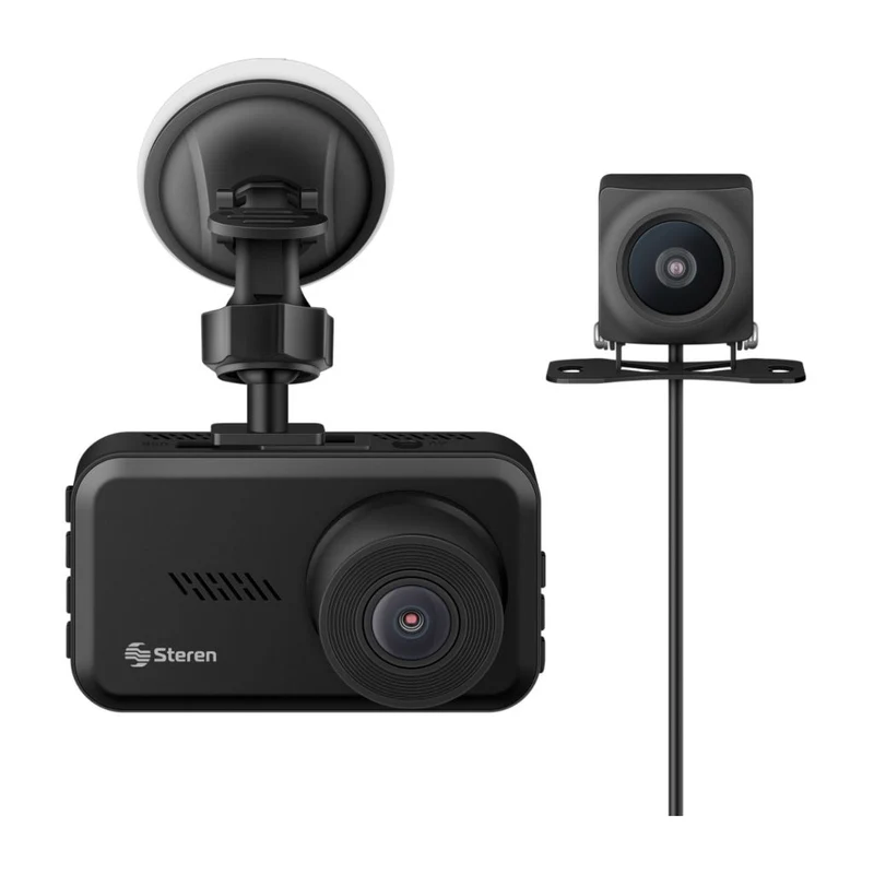 Steren Kit Cámara para Carro con Grabador Frontal 2K y Cámara de Reversa, CCTV-9610